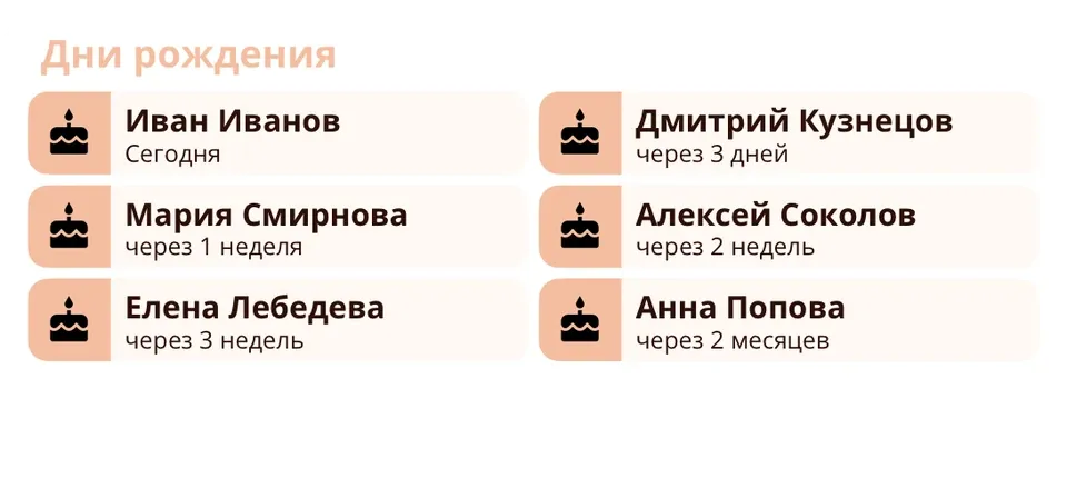 Виджет Miracal: Дни рождения (средний)