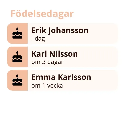 Miracal-widget: Födelsedagar (liten)