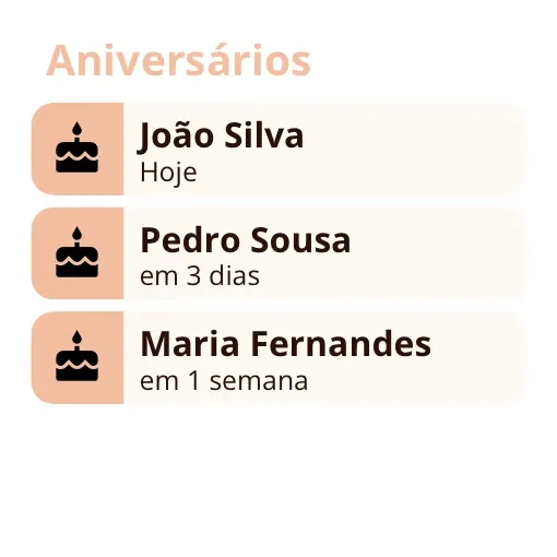 Widget do Miracal: Aniversários (pequeno)