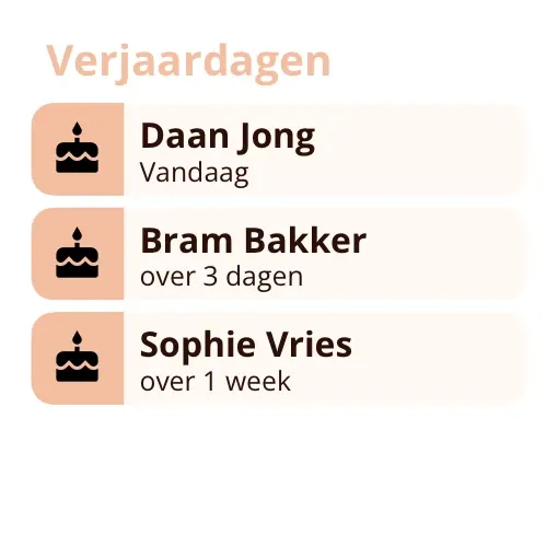 Miracal-widget: Verjaardagen (klein)