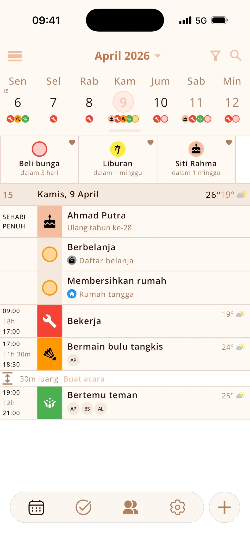 Hitung mundur di bagian atas kalender Miracal: Beli bunga, Liburan, Siti Rahma