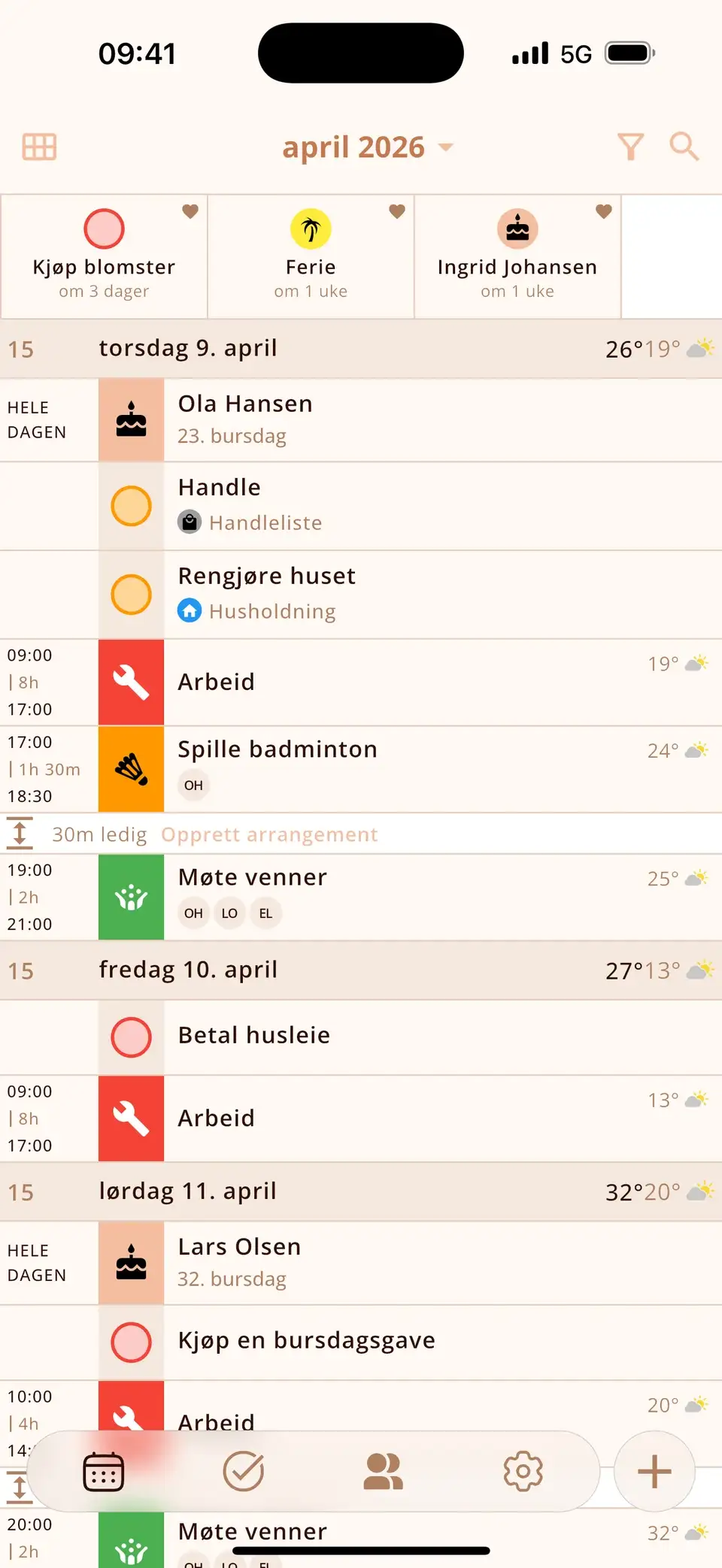 Flere dager i Miracal med påminnelser over avtalene