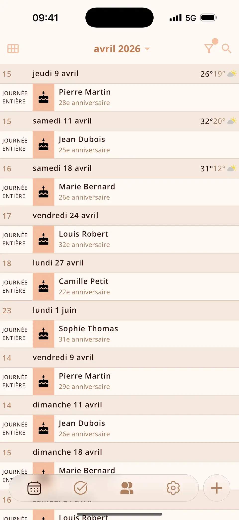 Anniversaires avec l’âge dans Miracal
