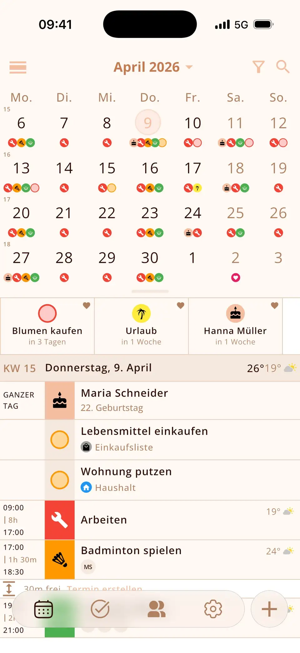 Vier-Wochen-Ansicht in Miracal