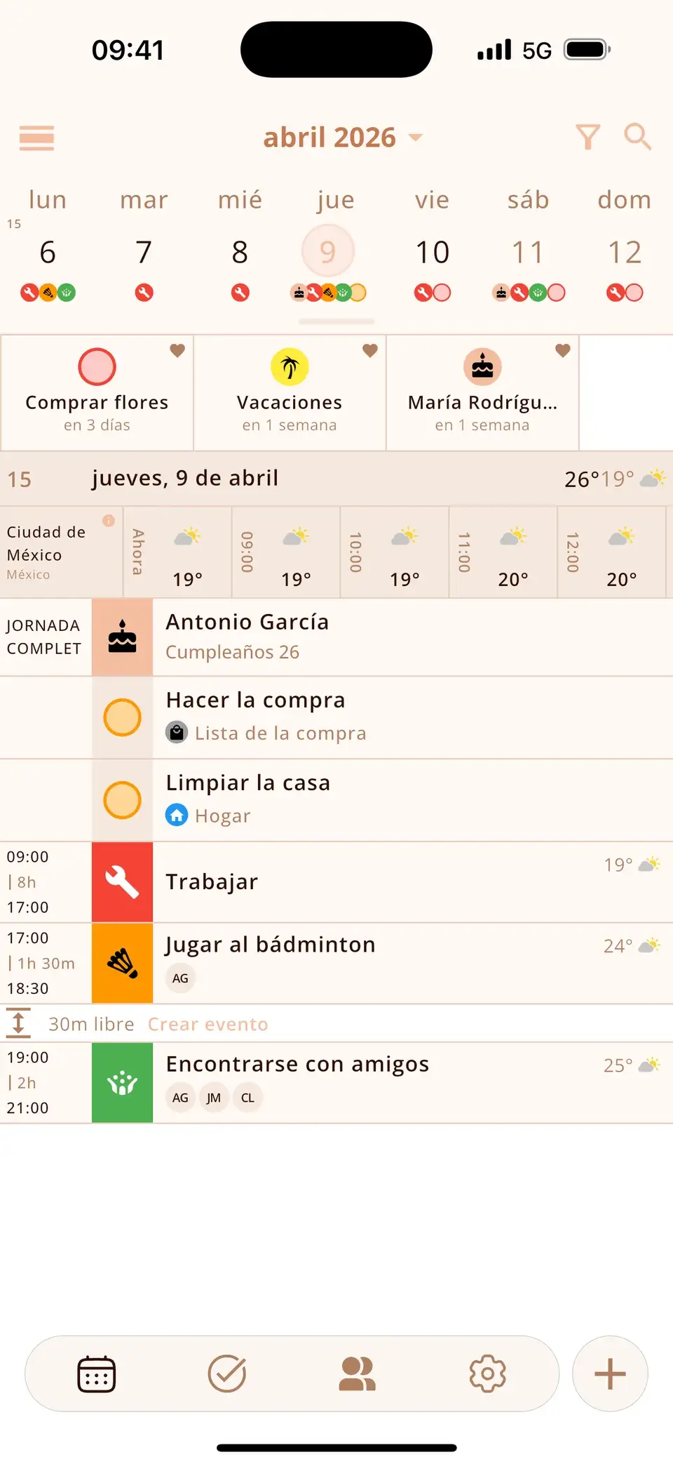Día en Miracal con la previsión por horas y temperaturas junto a los eventos