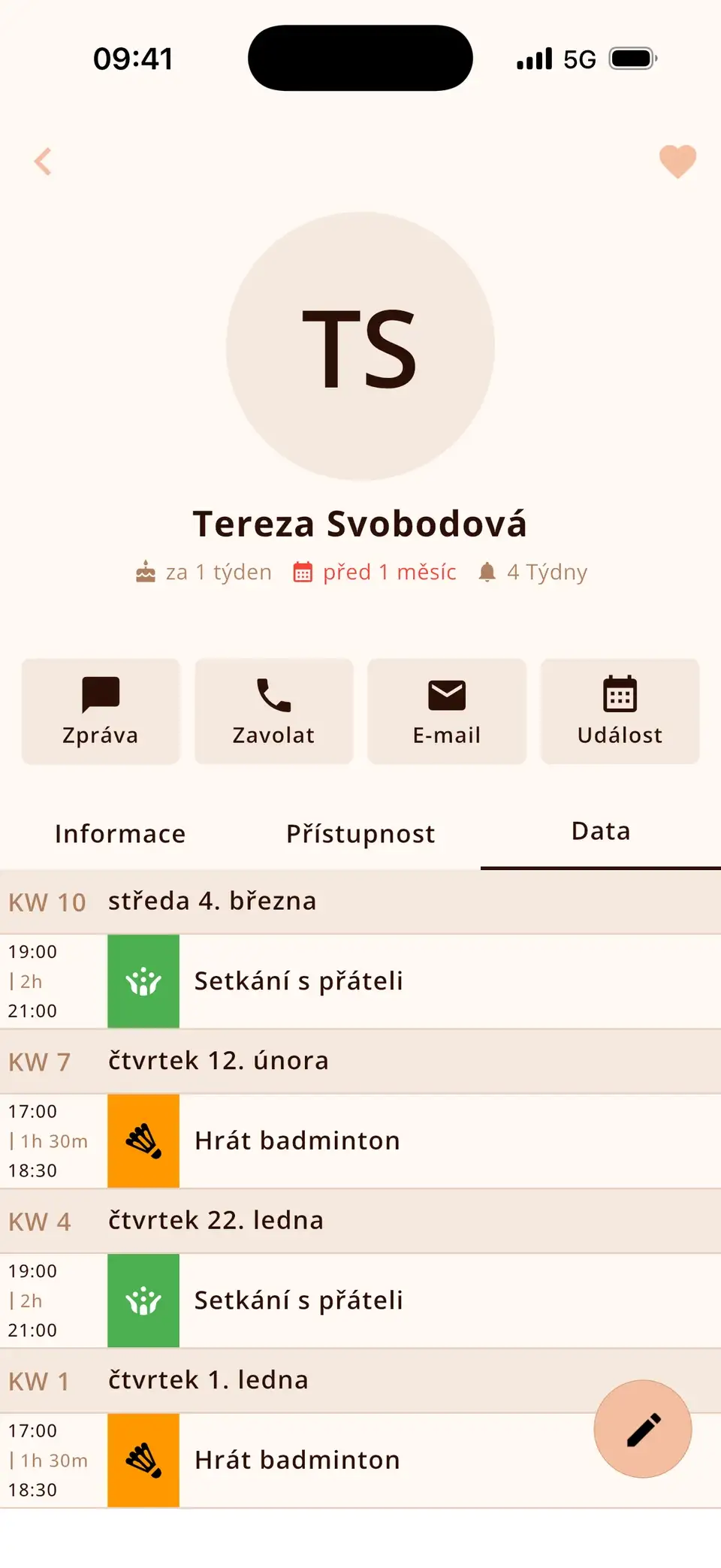 Kontakt v Miracalu s posledním setkáním a všemi společnými událostmi