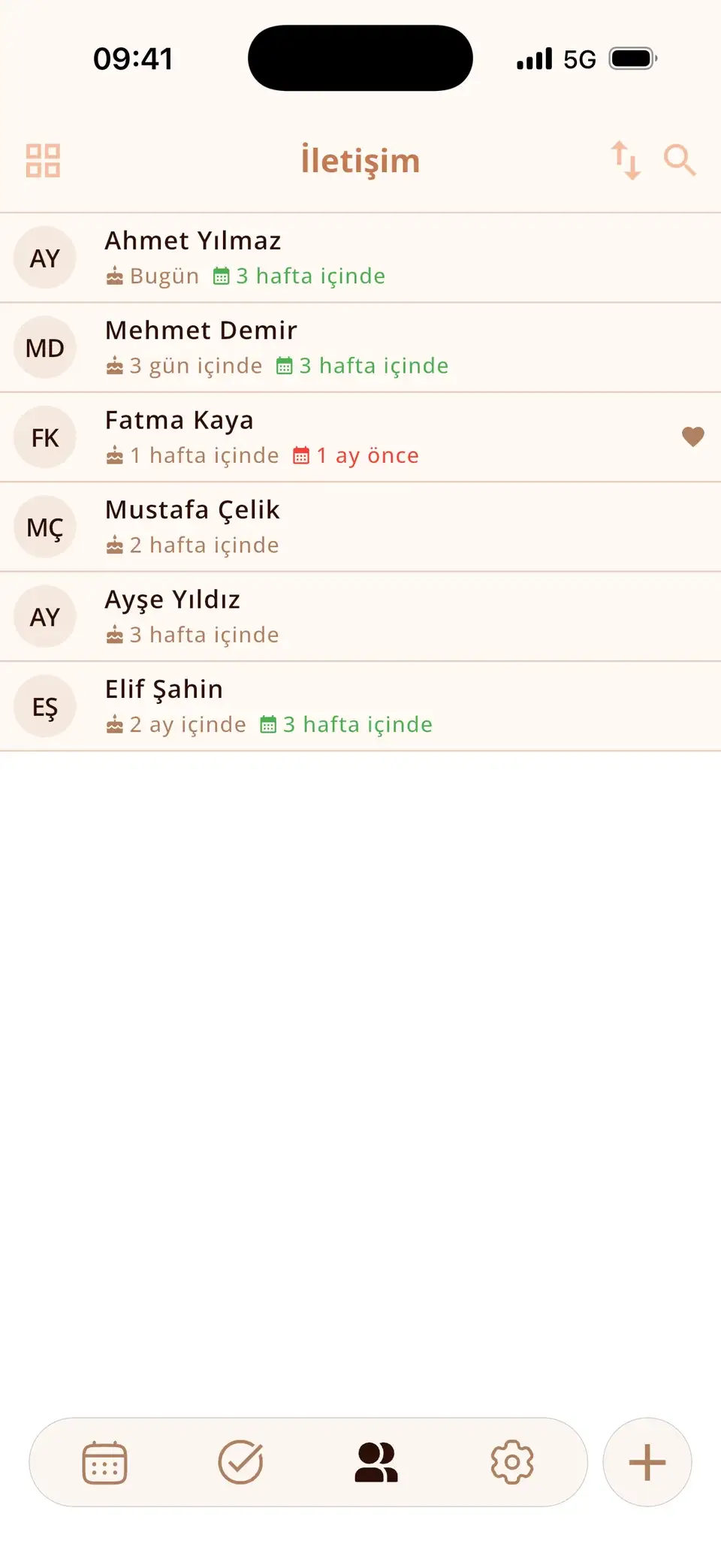 Yaklaşan doğum günleri ve son buluşmalarla Miracal kişi listesi