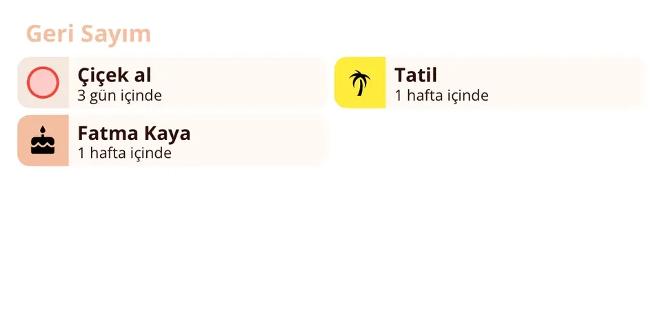 Miracal widget’ı: Geri Sayım (orta)