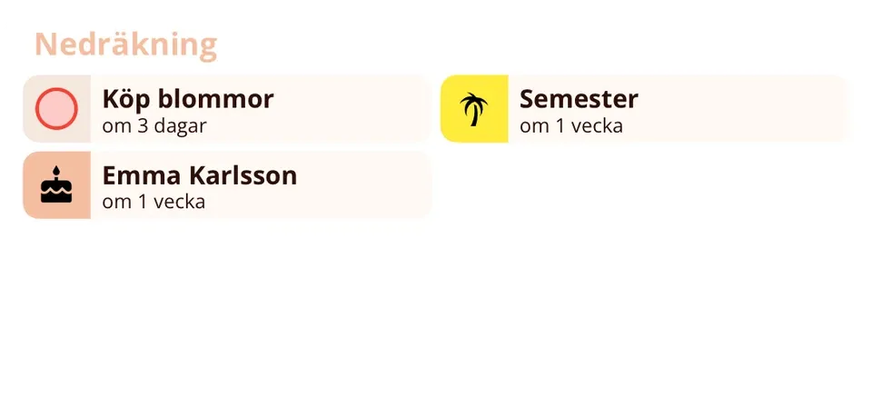 Miracal-widget: Nedräkning (medelstor)