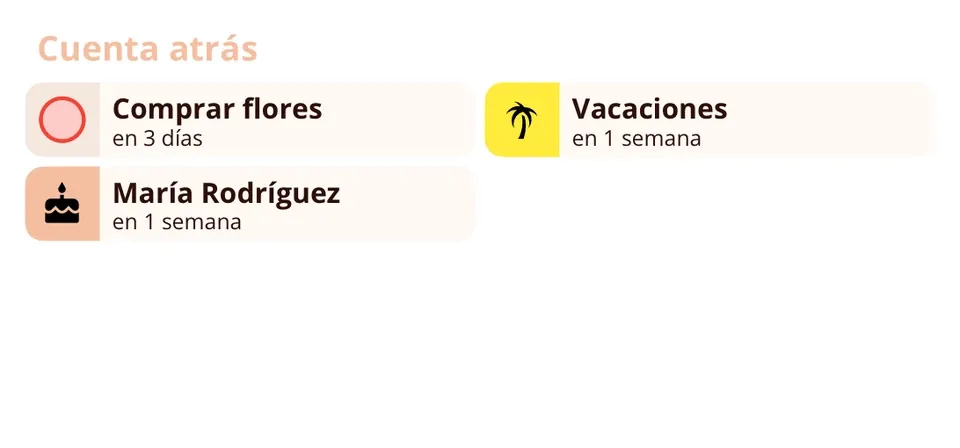 Widget de Miracal: Cuenta atrás (mediano)