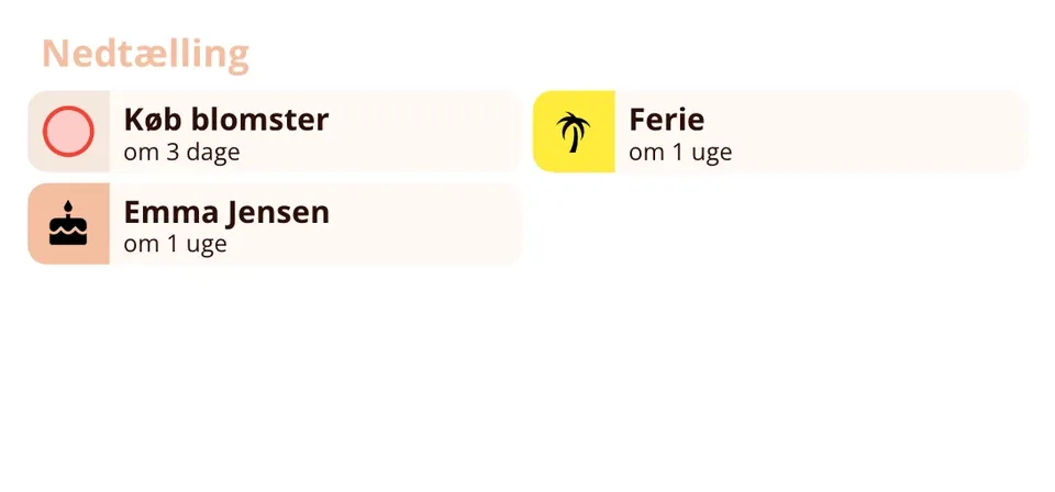 Miracal-widget: Nedtælling (mellem)