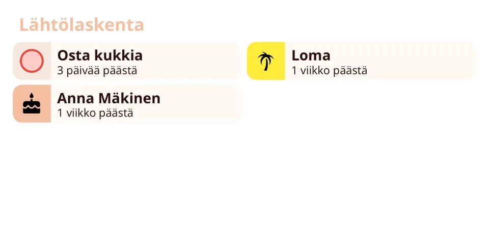 Miracal-widget: Lähtölaskenta (keskikokoinen)