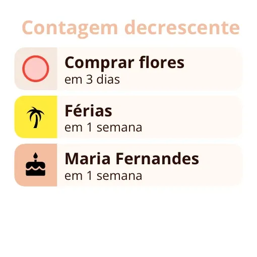 Widget do Miracal: Contagem decrescente (pequeno)