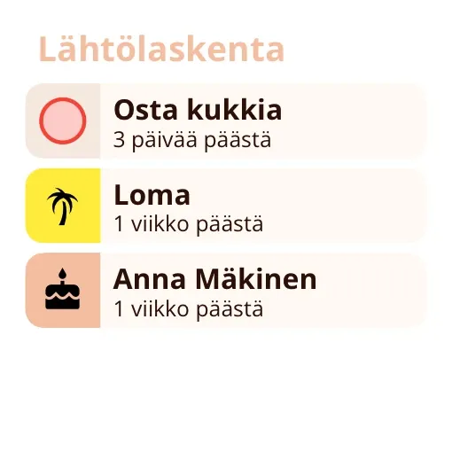 Miracal-widget: Lähtölaskenta (pieni)