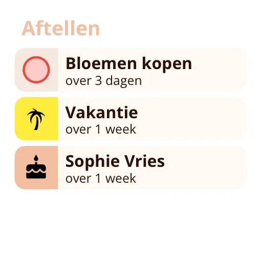 Miracal-widget: Aftellen (klein)