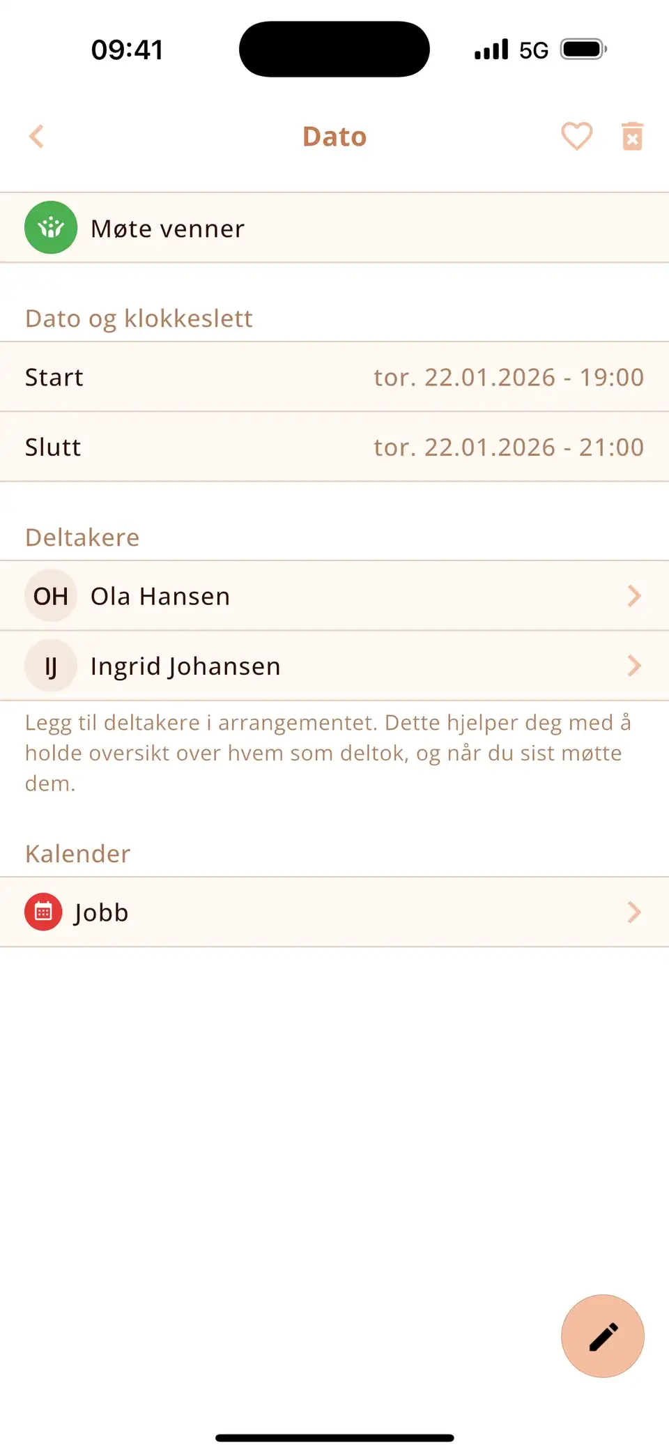 Avtale i Miracal med to venner lagt til som deltakere