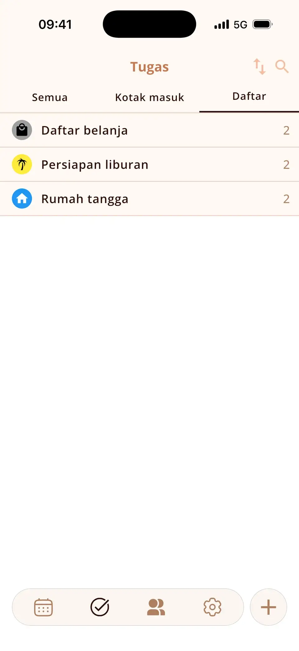 Daftar tugas di Miracal