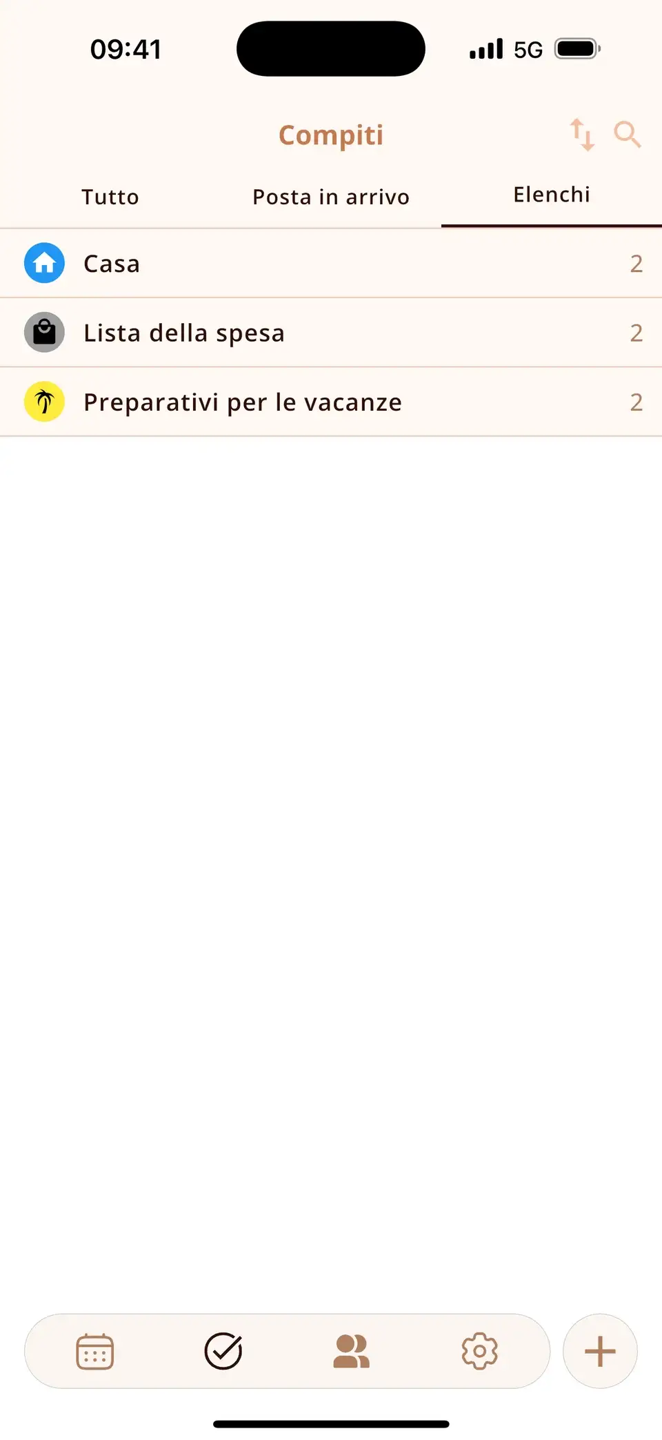 Elenchi di attività in Miracal: Casa, Lista della spesa e Preparativi per le vacanze