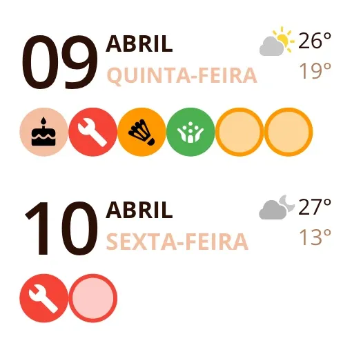 Widget do Miracal: Hoje e amanhã (pequeno)