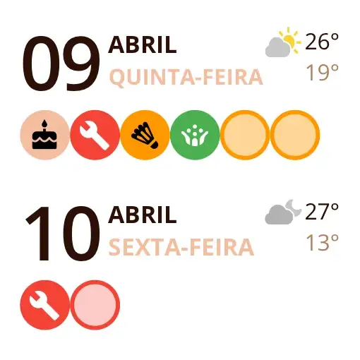 Widget do Miracal: Hoje e amanhã (pequeno)