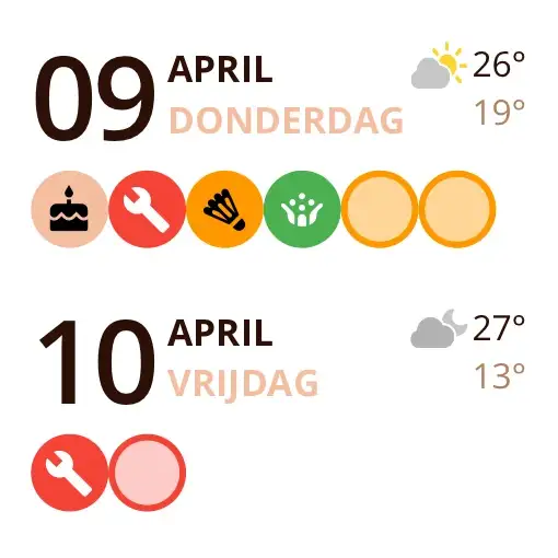 Miracal-widget: Vandaag & morgen (klein)