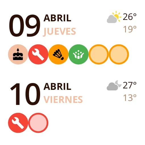 Widget de Miracal: Hoy y mañana (pequeño)