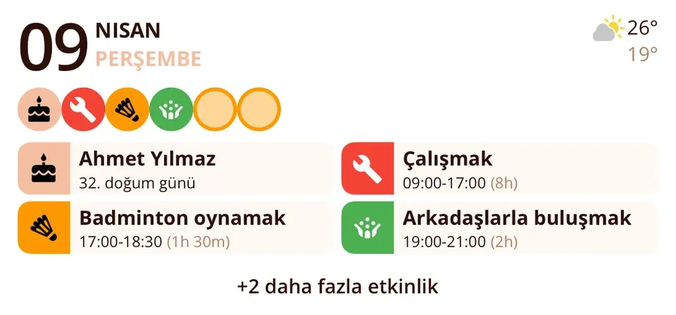 Miracal widget’ı: Yaklaşan Etkinlikler (orta)