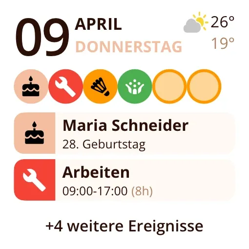 Miracal-Widget: Kommende Ereignisse (klein)