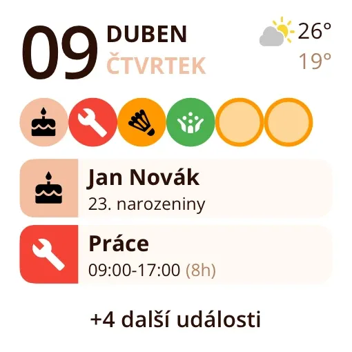 Widget Miracal: Nadcházející události (malý)