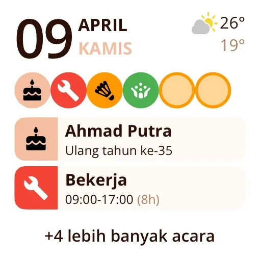 Widget Miracal: Acara mendatang (kecil)