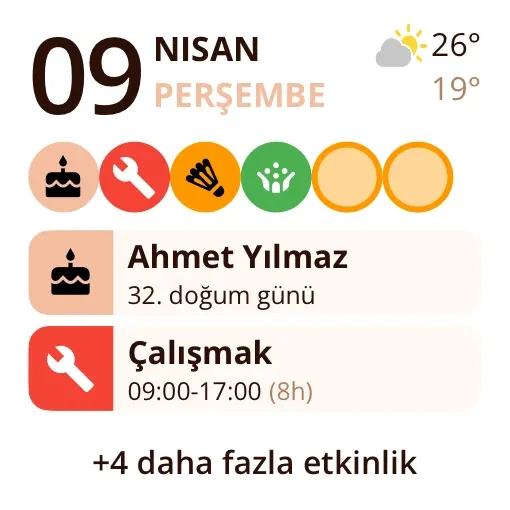 Miracal widget’ı: Yaklaşan Etkinlikler (küçük)
