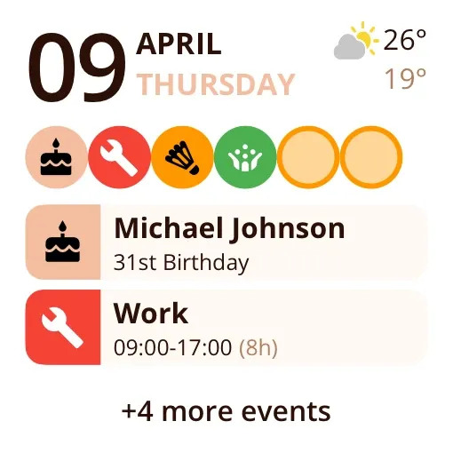 Miracal widget: Upcoming Events (small)